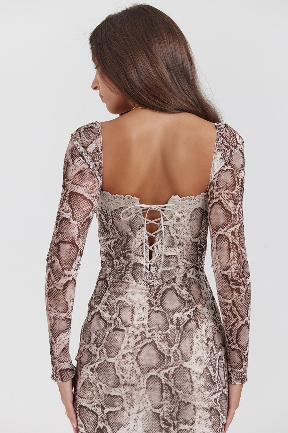 Seraphina  snake print corset dress Product Image