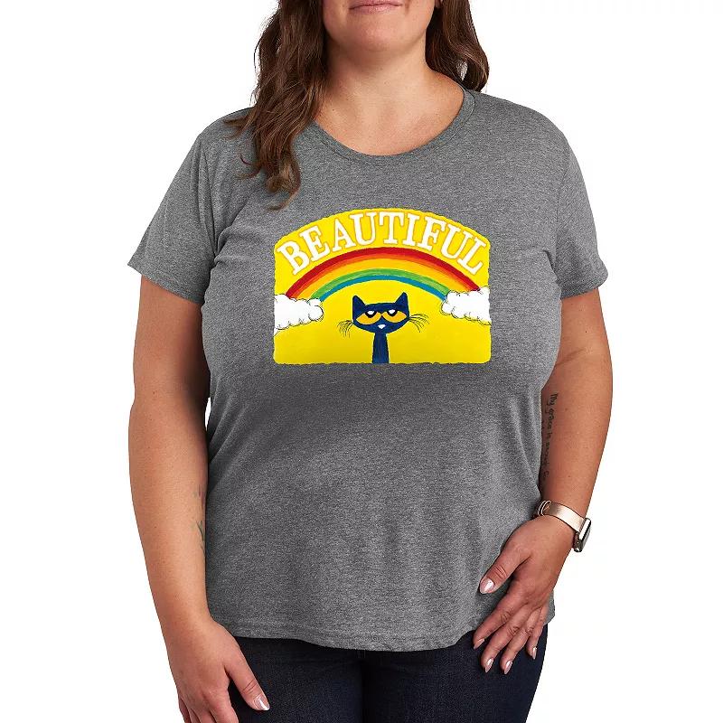Plus Pete the Cat Beautiful Rainbow Graphic Tee, Women's,  Product Image