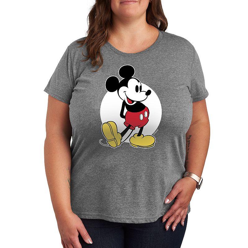 Disneys Mickey Mouse Plus Classic Graphic Tee, Womens Grey Gray Product Image