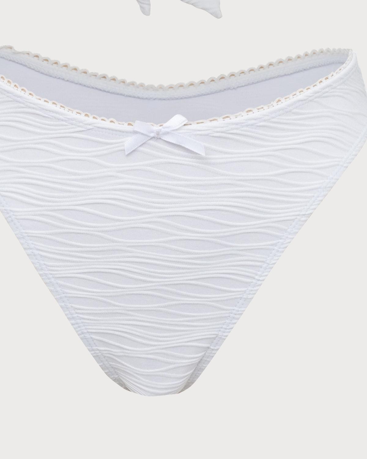 White Knitted Wave Textured Bikini Set Product Image