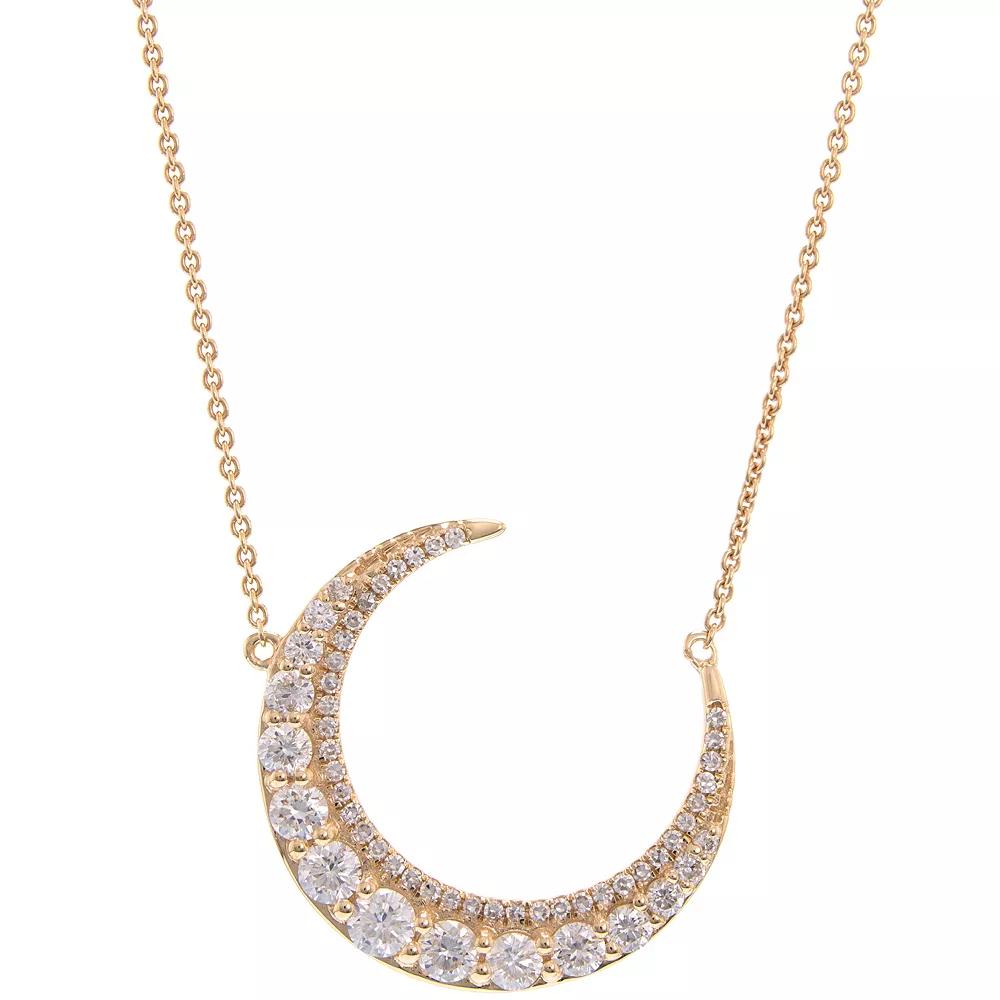Luxle 14k Gold 5/8 Carat T.W. Diamond Crescent Moon Necklace, Women's Product Image