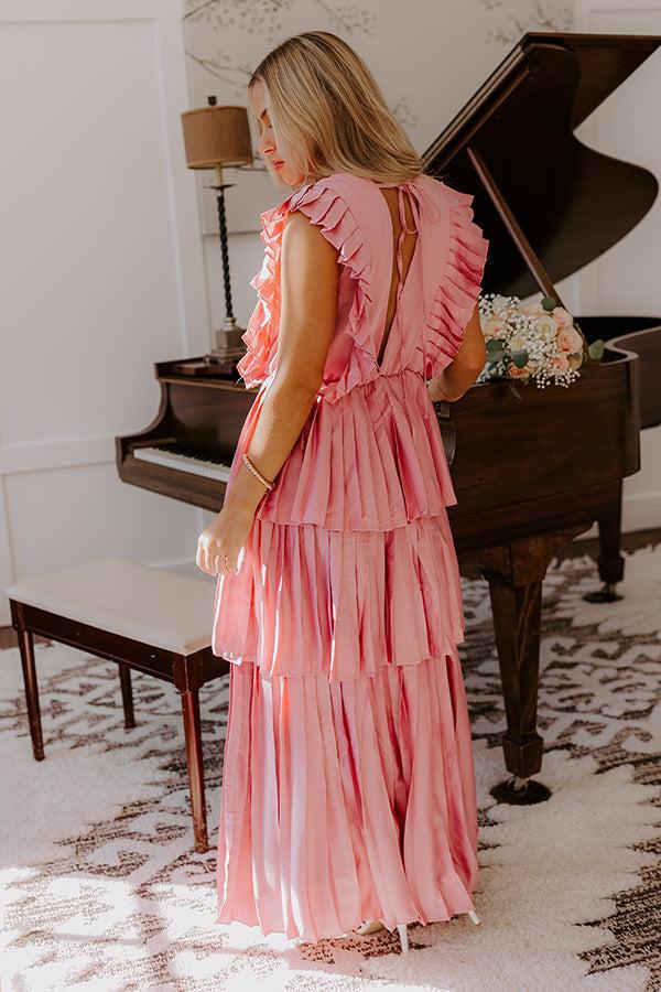 Seeking Champagne Pleated Maxi Dress In Blush Product Image