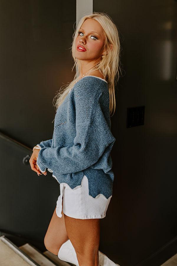 Falling For Cozy Knit Sweater in Navy Product Image