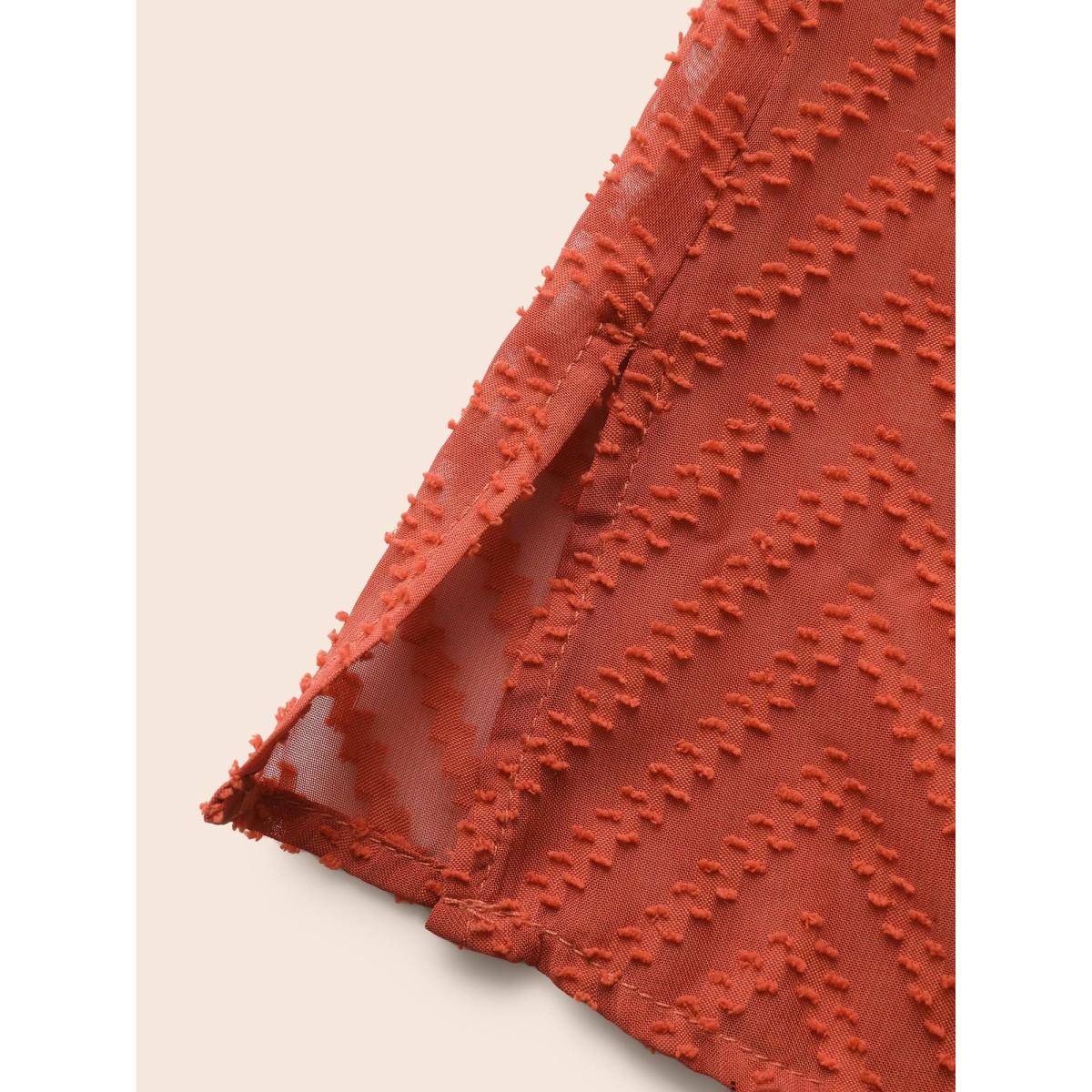 Plus Size Rust Wicked Neck Ribbon Lantern Sleeve Blouse Women Elegant Long Sleeve Ribbon-tied collar Everyday Blouses BloomChic 28/5X Product Image