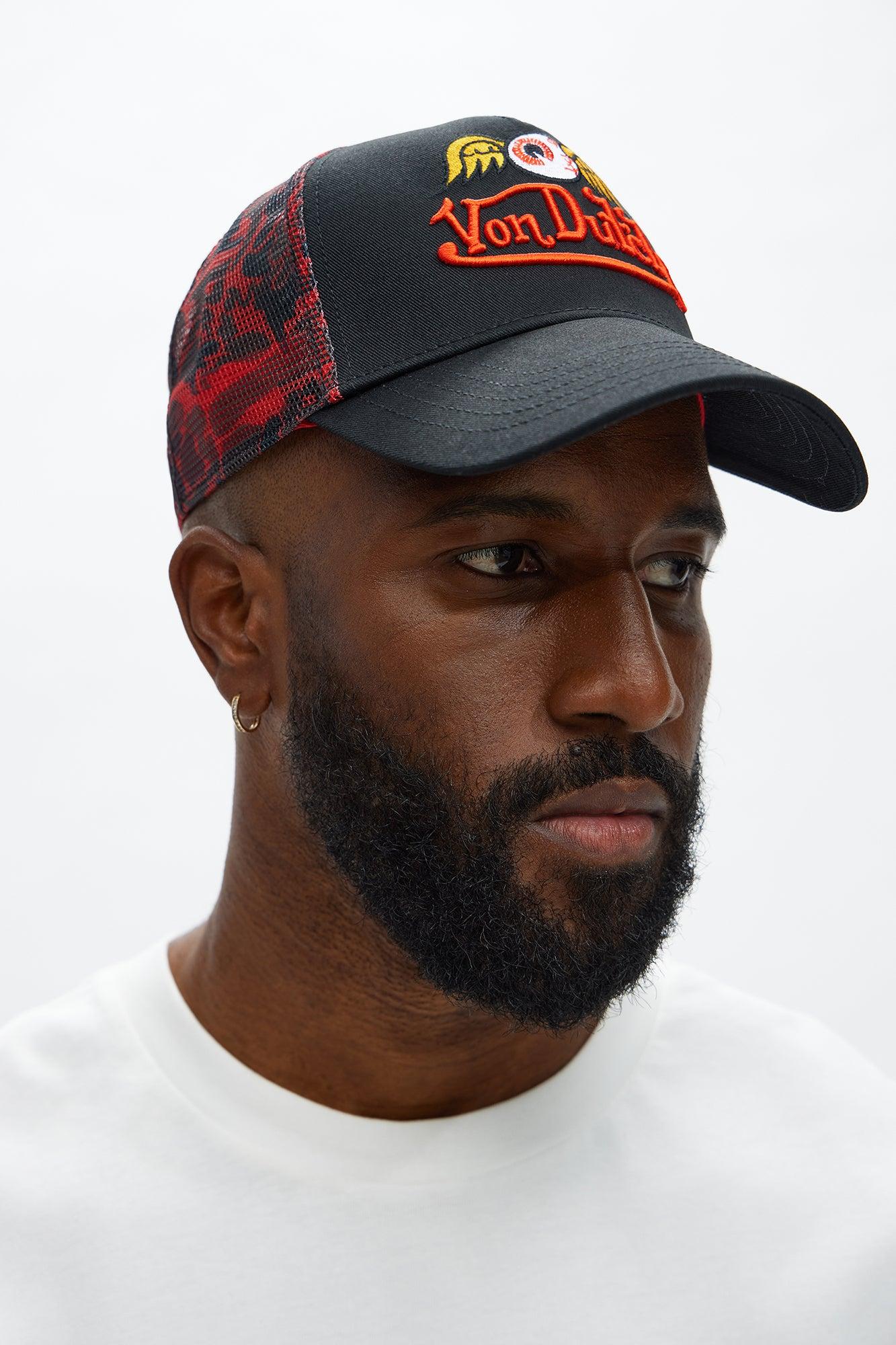 Von Dutch Flying Eye Camo Trucker Hat - Black/Red Male Product Image