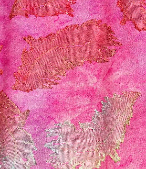 Calessa Plus Size Burnout Leaf Tie-Dye Crew Neck 3/4 Sleeve Tunic Product Image