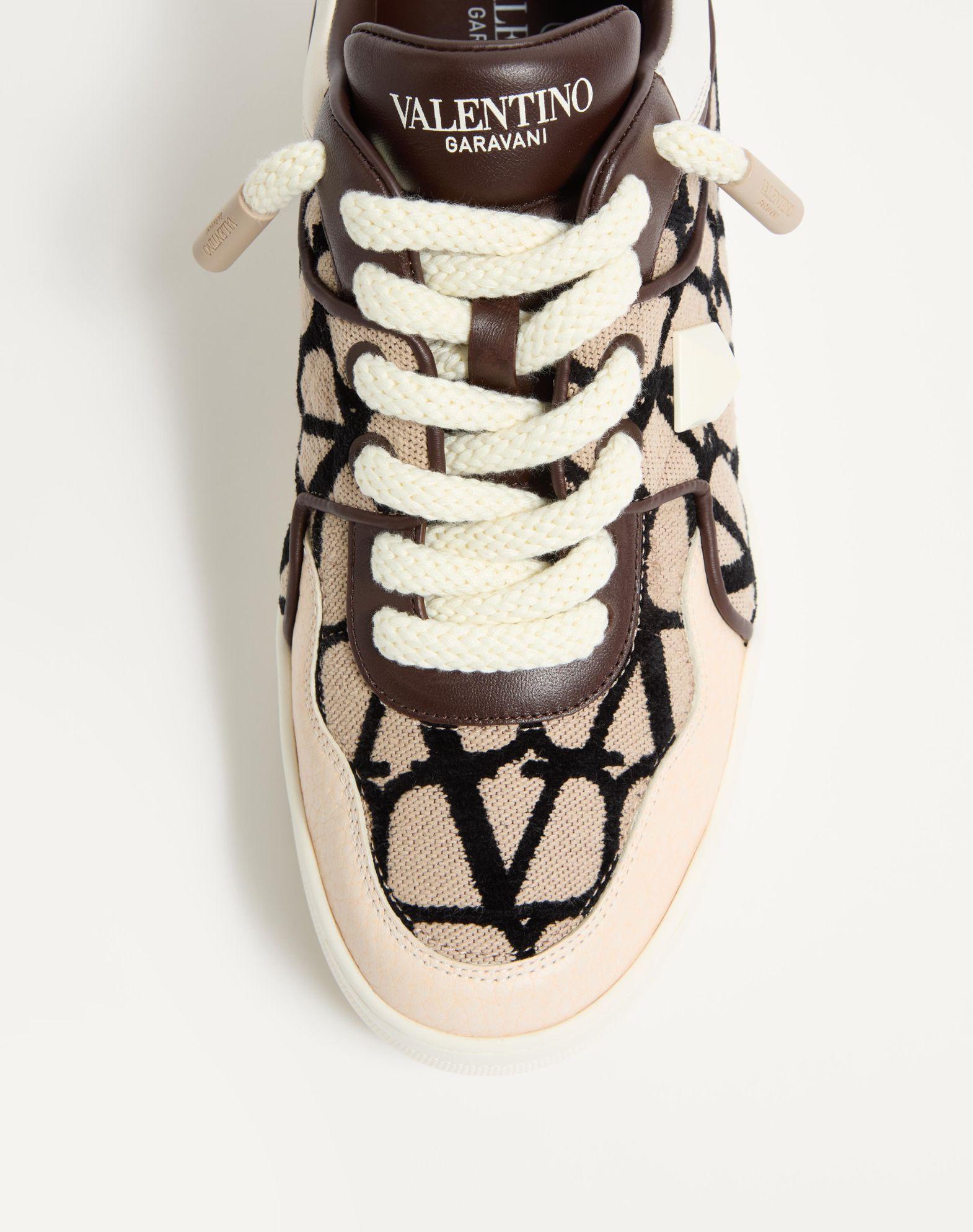 One Stud Xl Low-Top Sneaker In Nappa Leather And Toile Iconographe Fabric Product Image