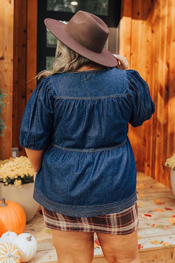 Sweet Darling Denim Babydoll Top Curves Product Image