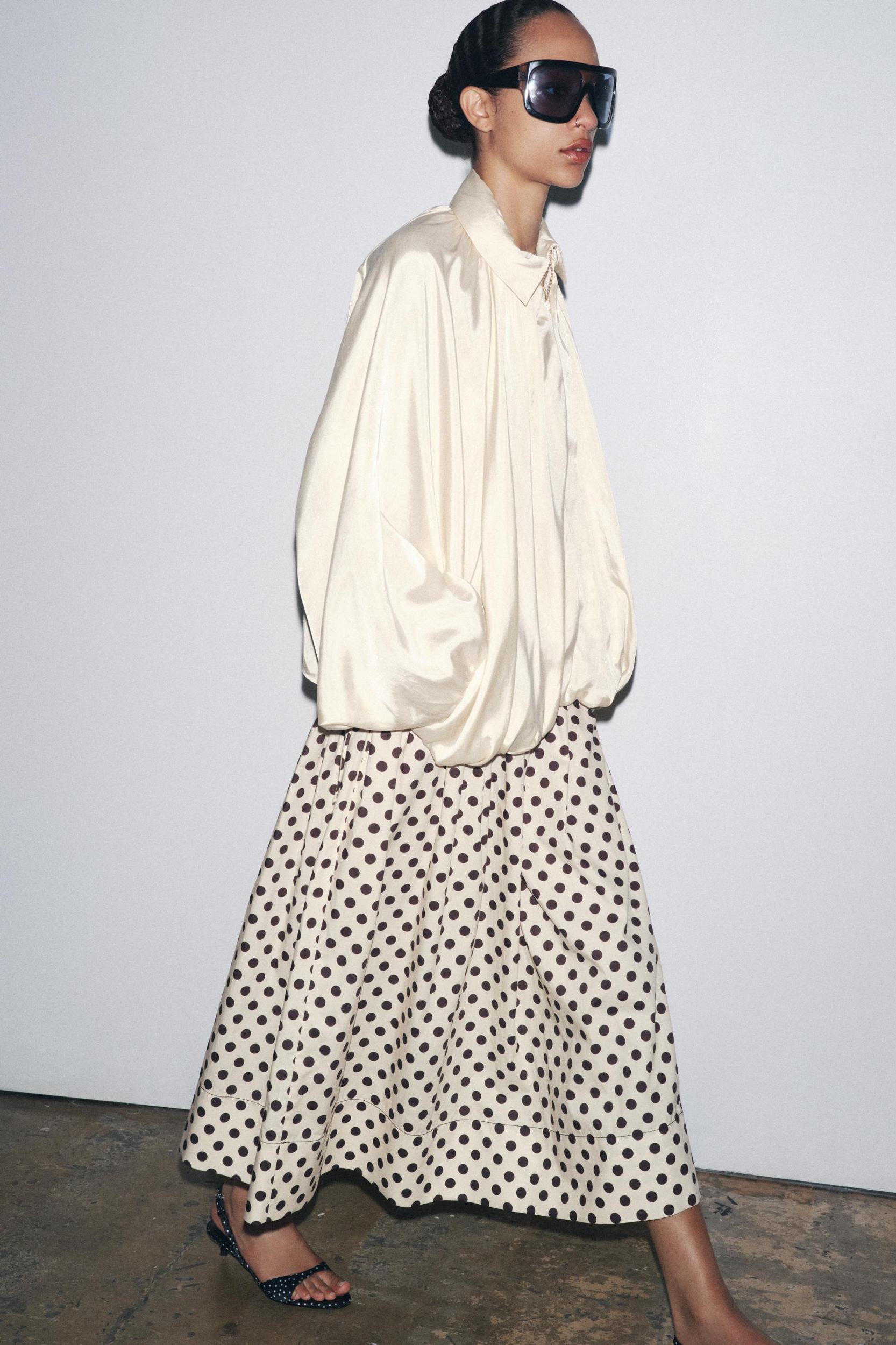 ZW COLLECTION POLKA DOT MIDI SKIRT Product Image