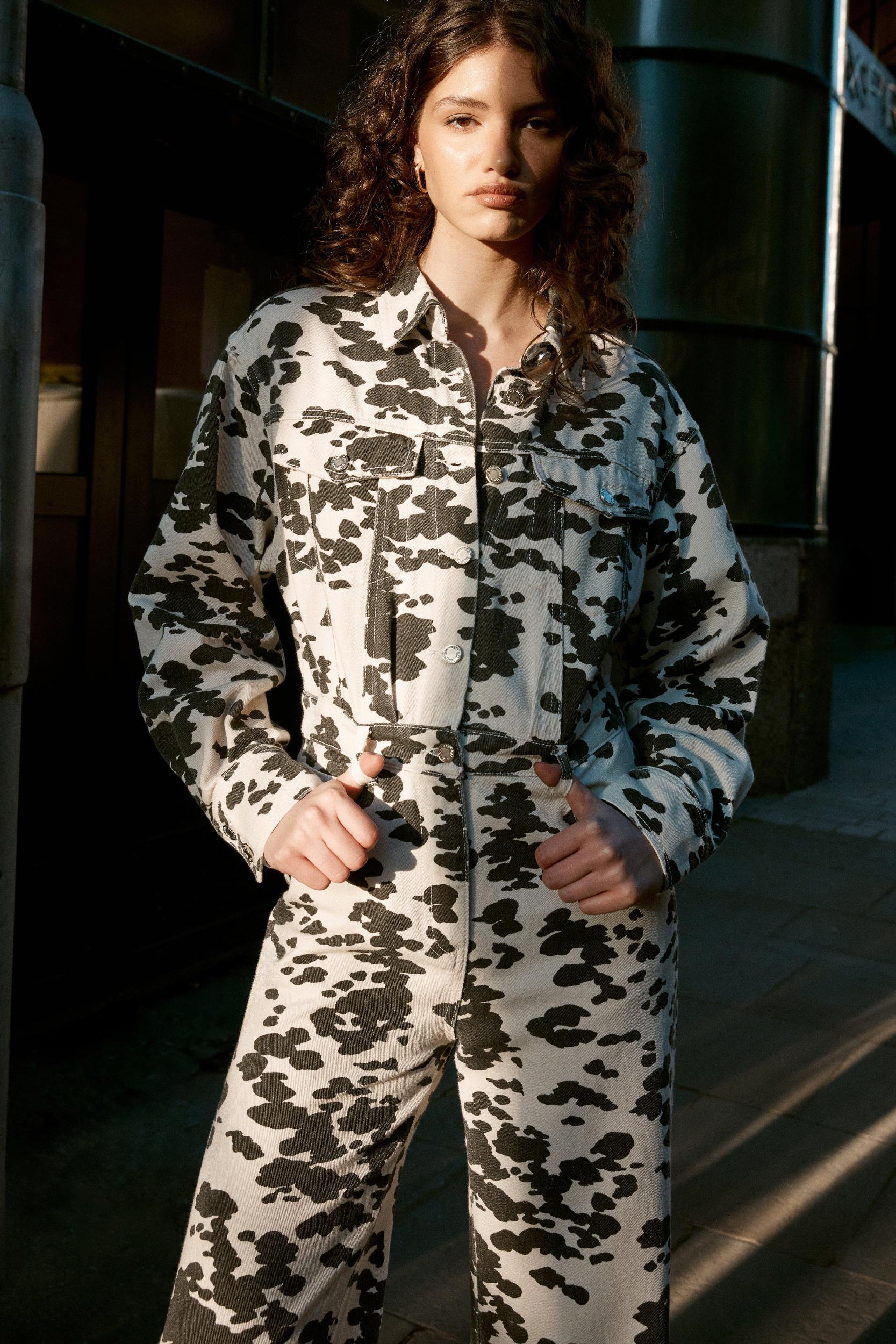 Denim Dalmatian Print Jumpsuit Product Image