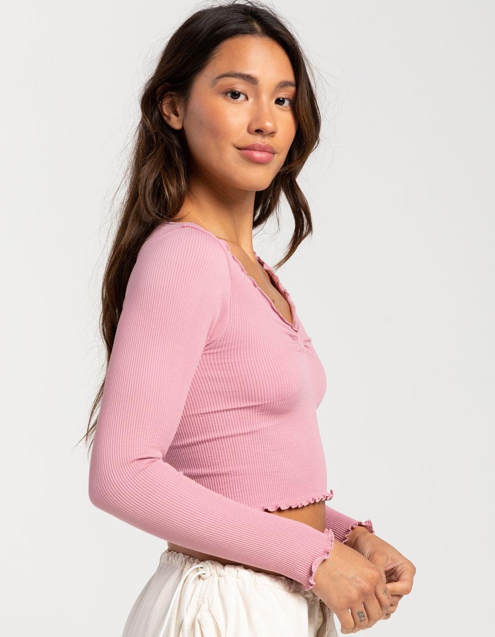BDG Urban Outfitters Seamless Elise Womens Long Sleeve Top - PINK Product Image
