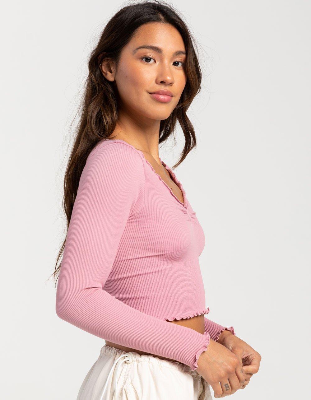 BDG Urban Outfitters Seamless Elise Womens Long Sleeve Top - PINK Product Image