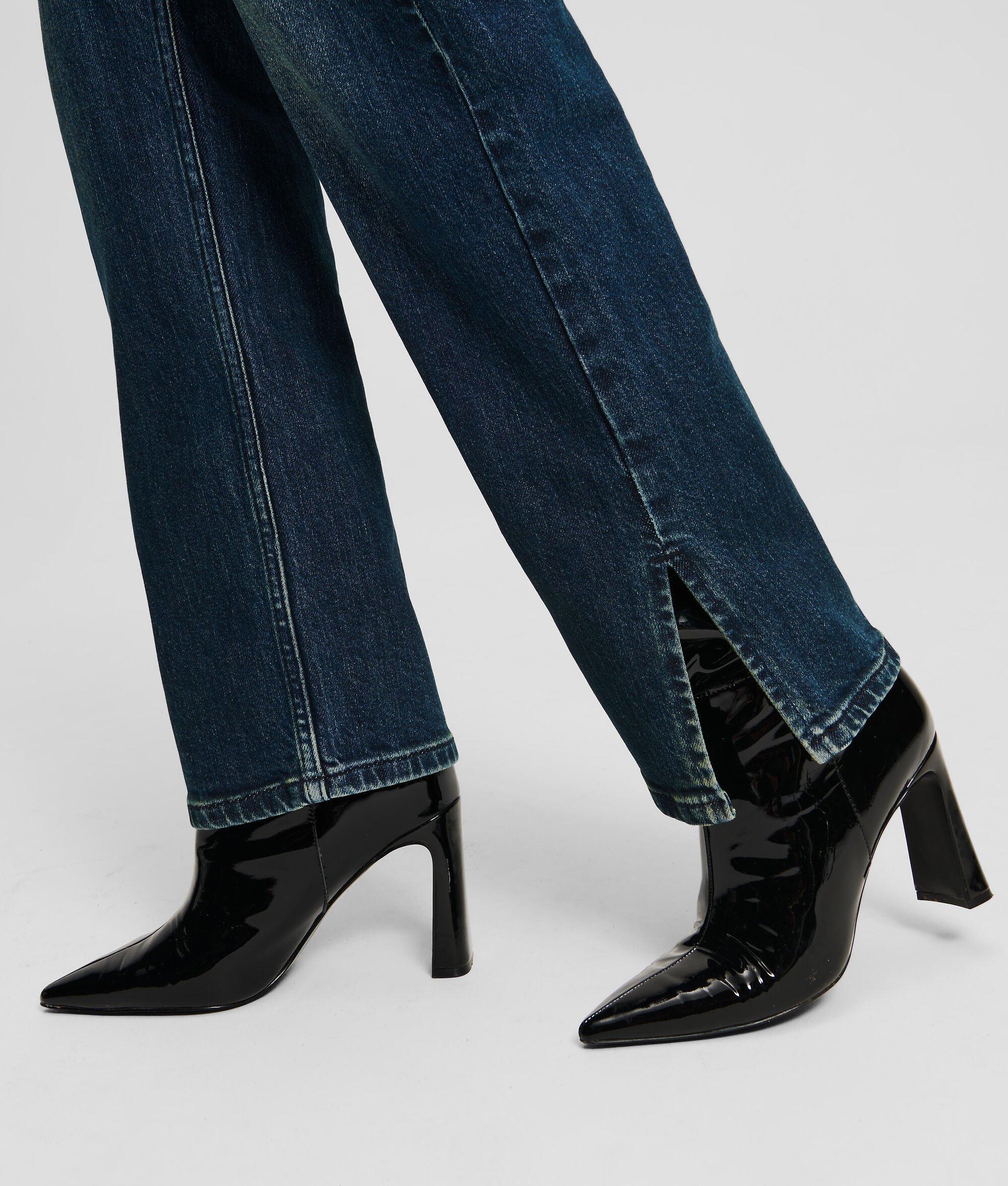 HIGH-RISE SPLIT-HEM STRAIGHT JEANS Product Image