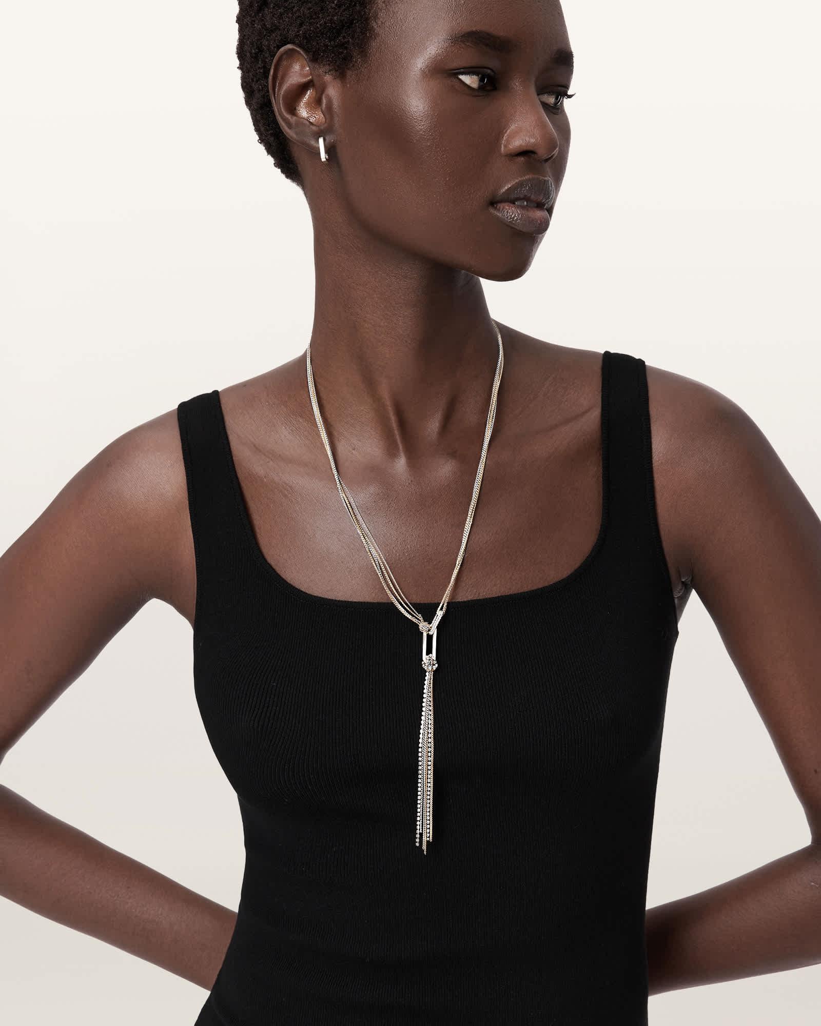 Lia Chunky Necklace WARM SILVER | ALLSAINTS US Product Image