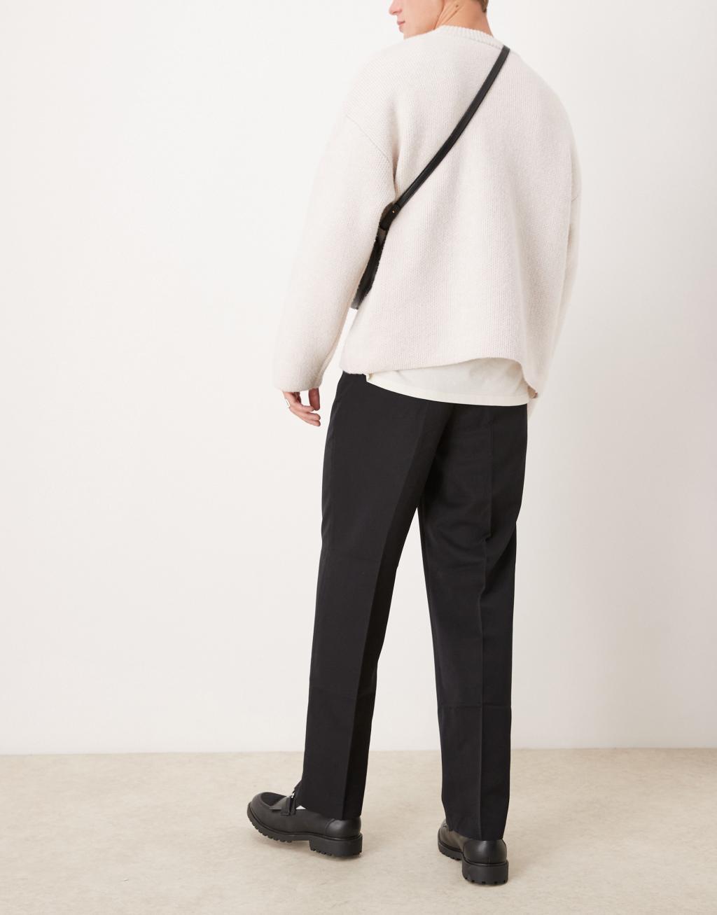 ASOS DESIGN smart wide leg pants in black Product Image