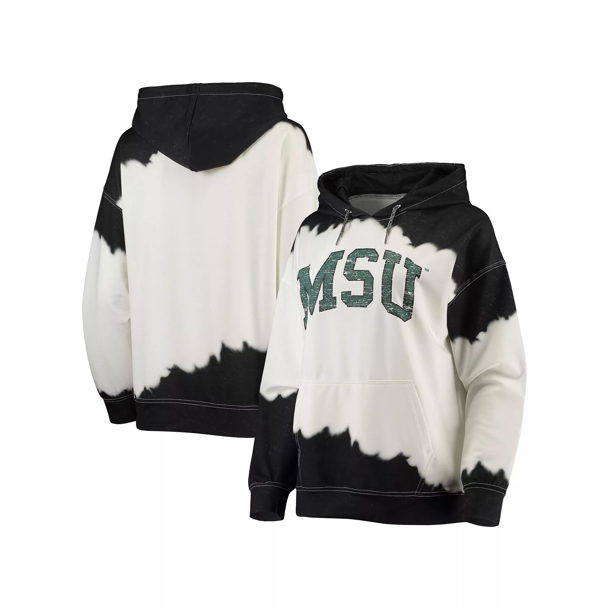 Women's Gameday Couture White/Black Michigan State Spartans For the Fun Double Dip-Dyed Pullover Hoodie, Size: Medium Product Image