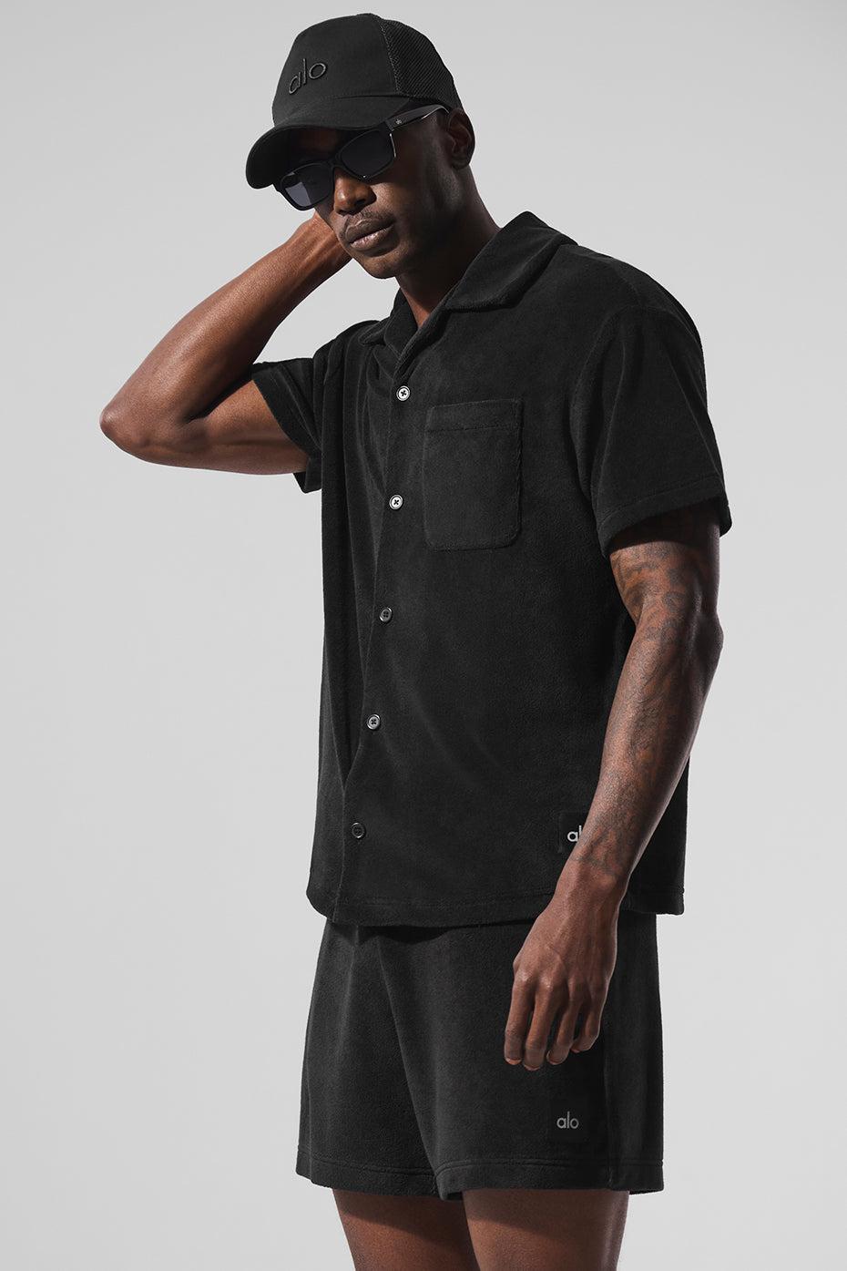 Coastal Terry Button Up - Black Product Image