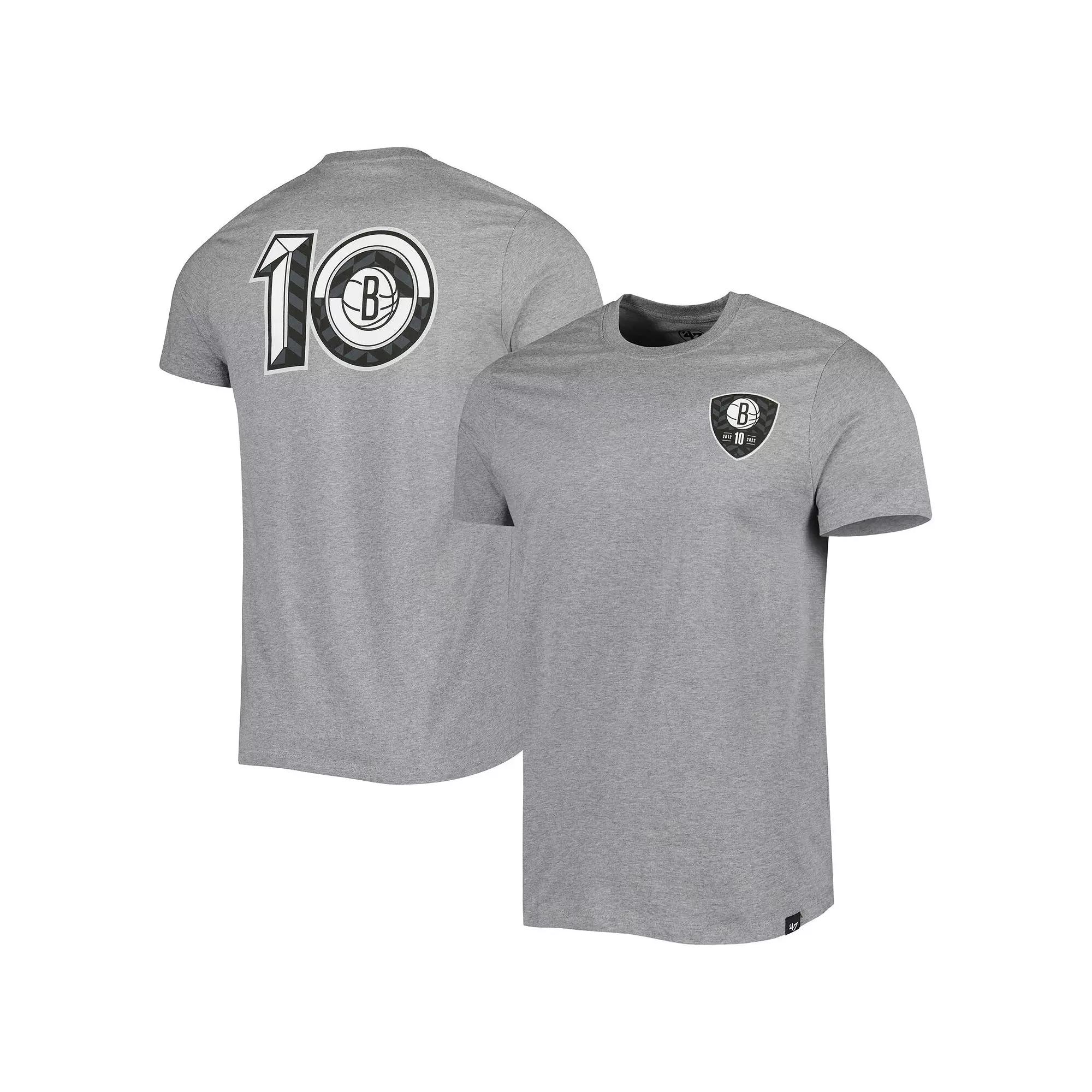 Men's '47 Heather Gray Brooklyn Nets 10th Anniversary Backer T-Shirt,  Product Image