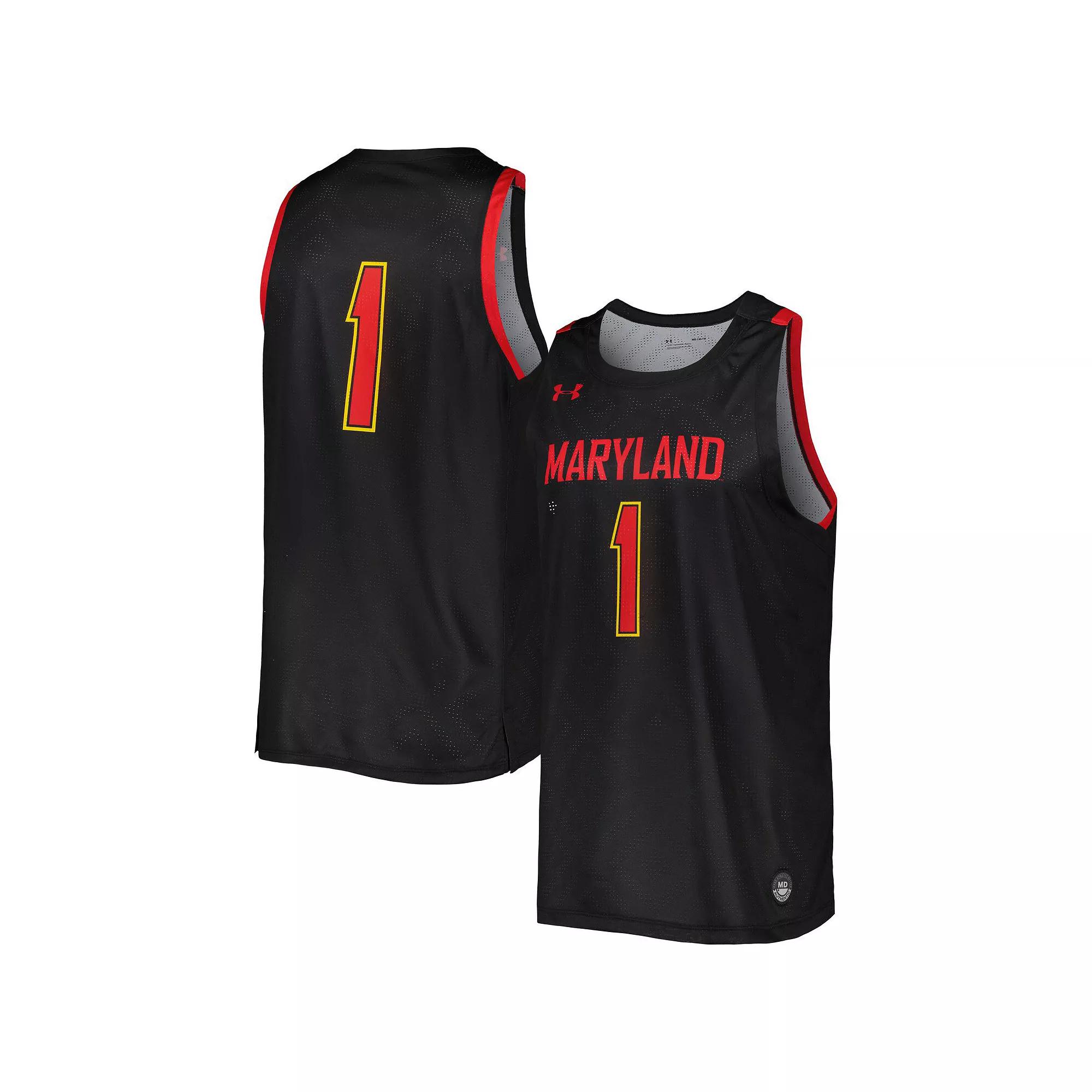 Men's Under Armour Black Maryland Terrapins Replica Basketball Jersey, Size: Large Product Image