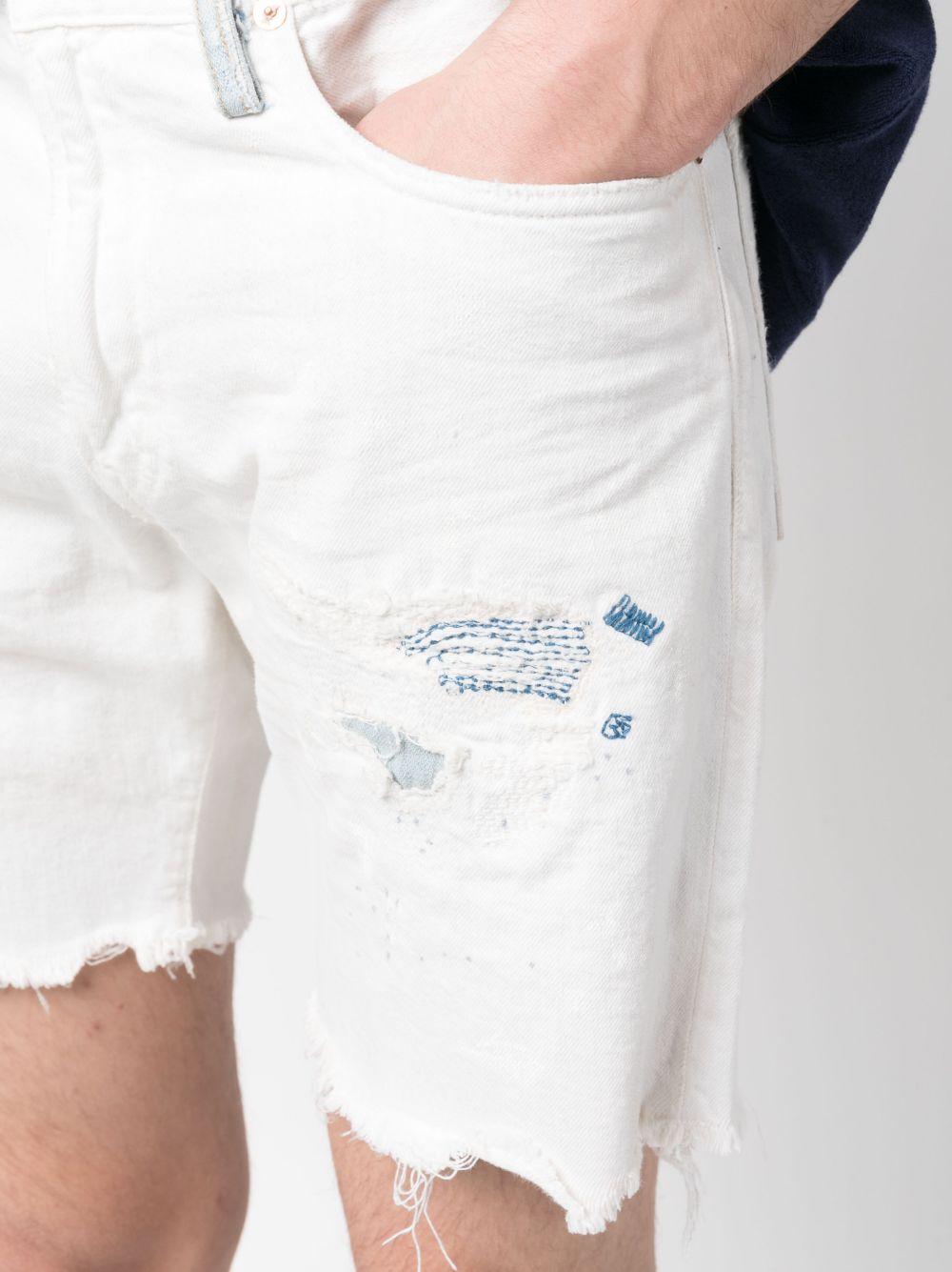 ripped-detailing denim shorts Product Image