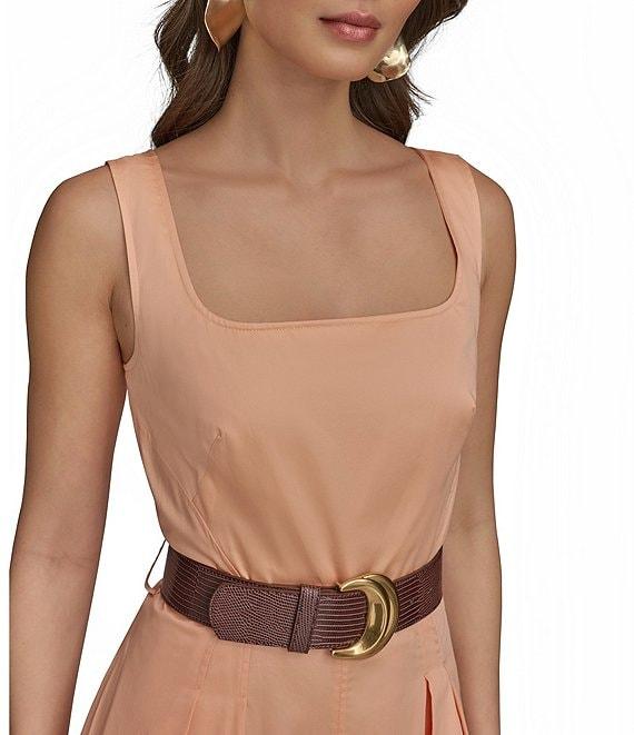 Donna Karan Square Neck Belted A-Line Midi Dress Product Image