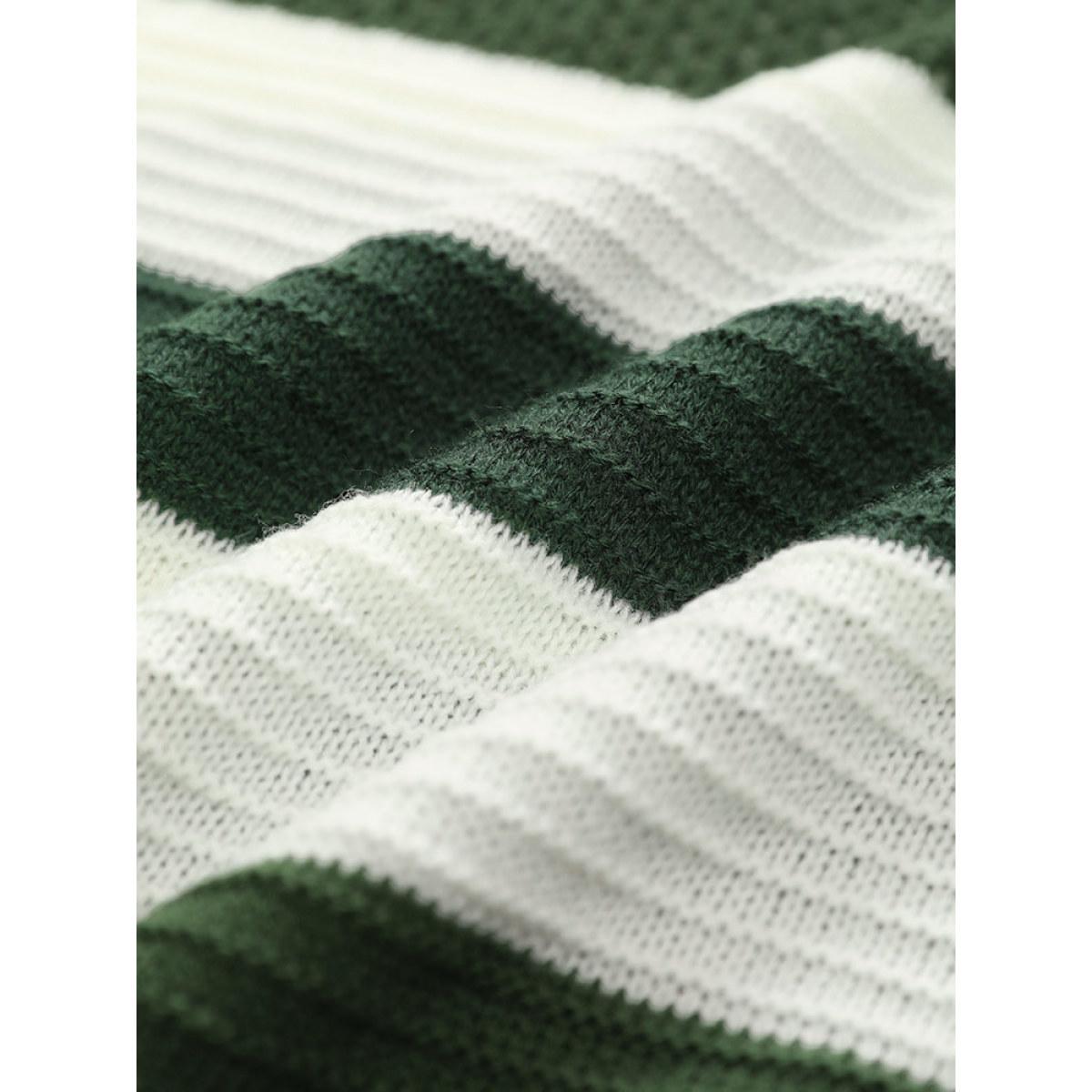 Plus Size Two Tone Colorblock Patchwork Cut Out Pullover Ivory Women Casual Loose Long Sleeve Round Neck Dailywear Pullovers BloomChic 12/L Product Image