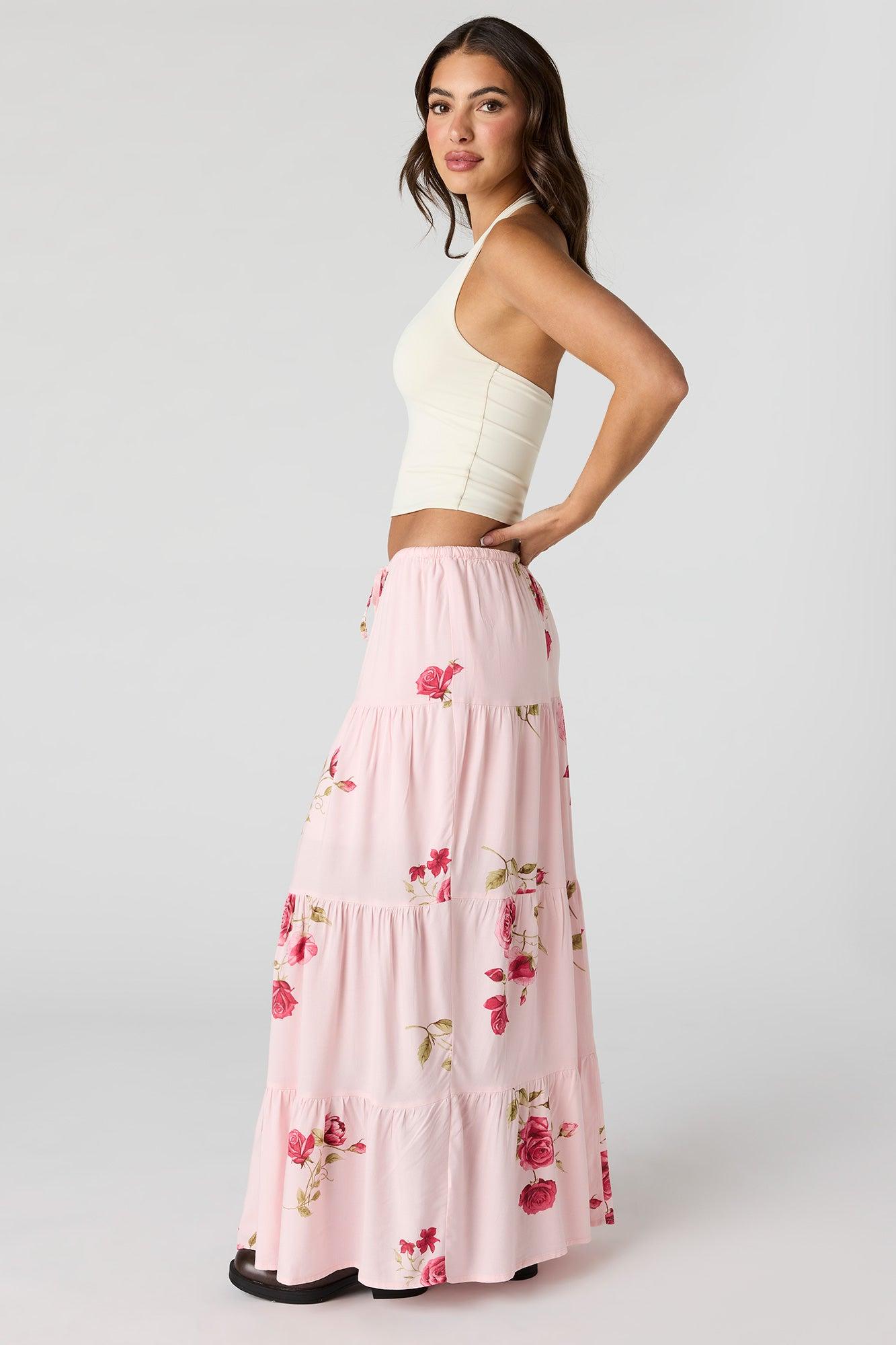 Tiered Drawstring Maxi Skirt Female Product Image