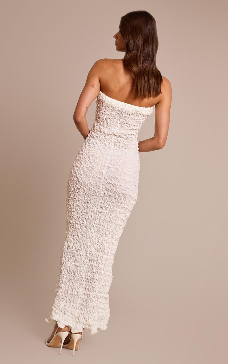 Cream Crinkle Textured Jersey Bandeau Maxi Dress Product Image