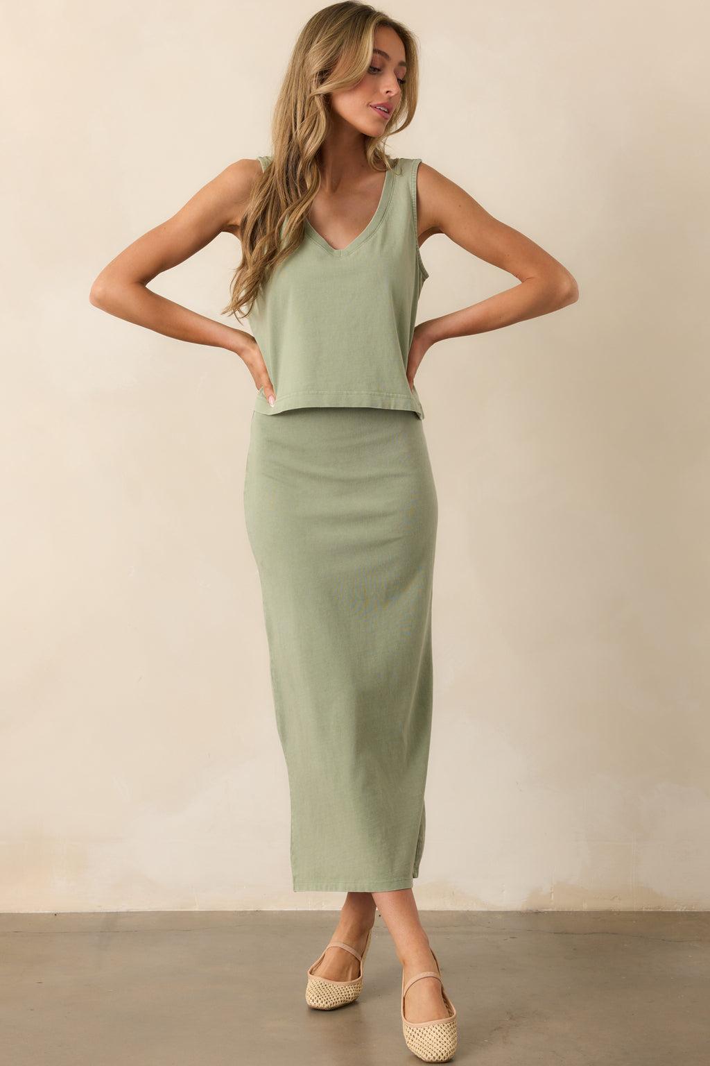 Z Supply Avocado Green Gail Midi Skirt Product Image