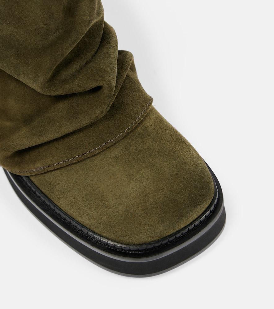 ATTICO Leather Ankle Pull Tab Combat Boots In Green Product Image