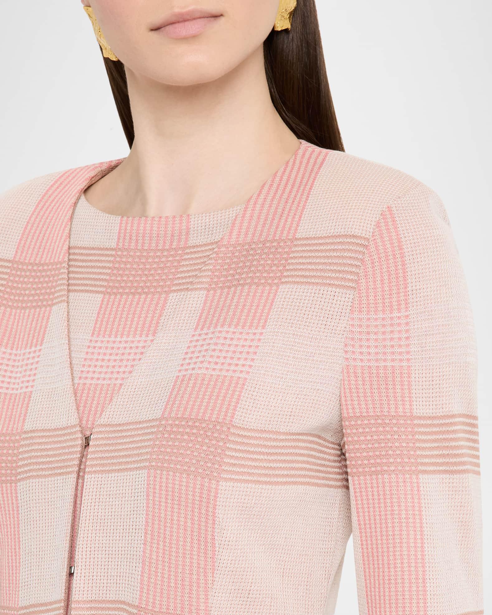Tailored Plaid Knit Jacket Product Image