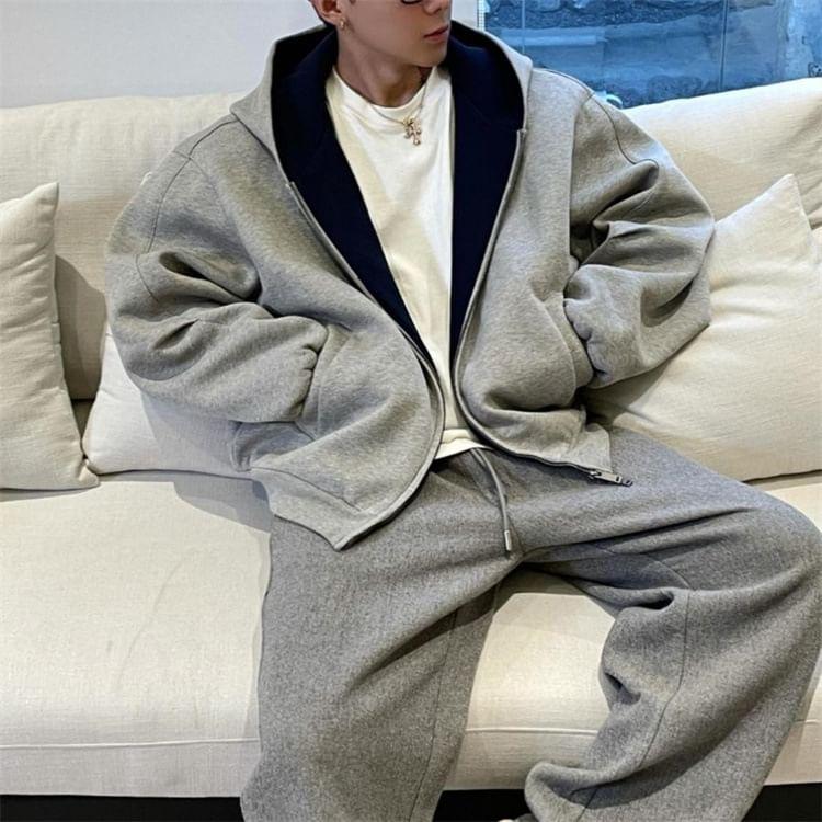 Two Tone Zip-Up Hoodie Product Image