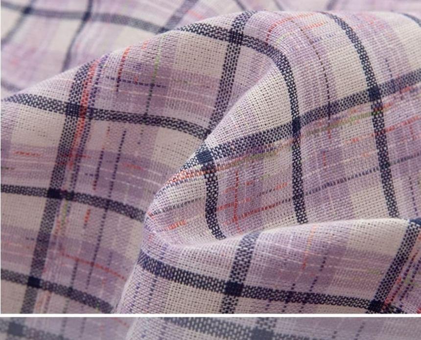 Panel Plaid High Waist Drawstring Wide Leg Sweatpants Product Image