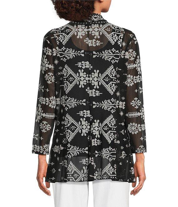 Calessa Modern Mosaic Shawl Collar Open Front Cardigan Product Image