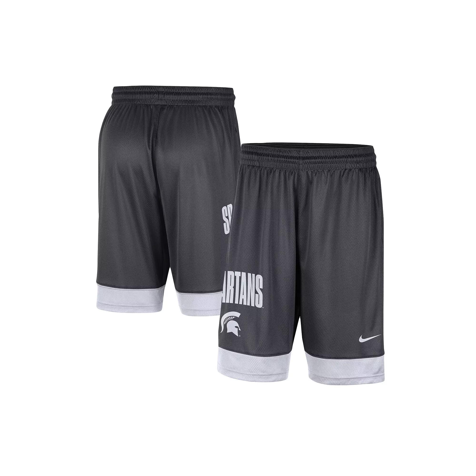 Men's Nike Charcoal/White Michigan State Spartans Fast Break Shorts, Size: Medium Product Image