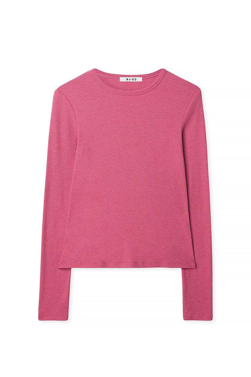 Ribbed Long Sleeved Round Neck Top Product Image