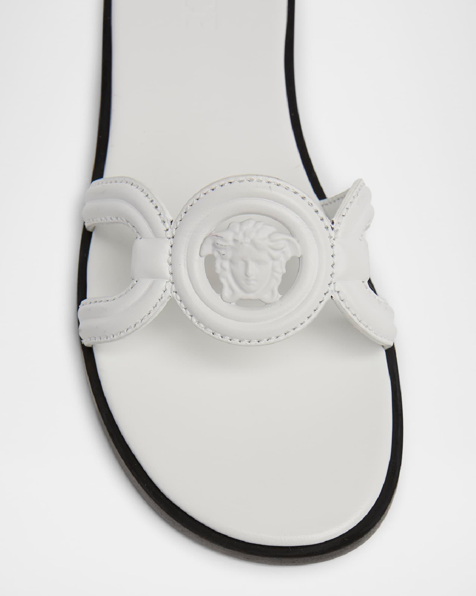 Medusa Leather Flat Slide Sandals Product Image