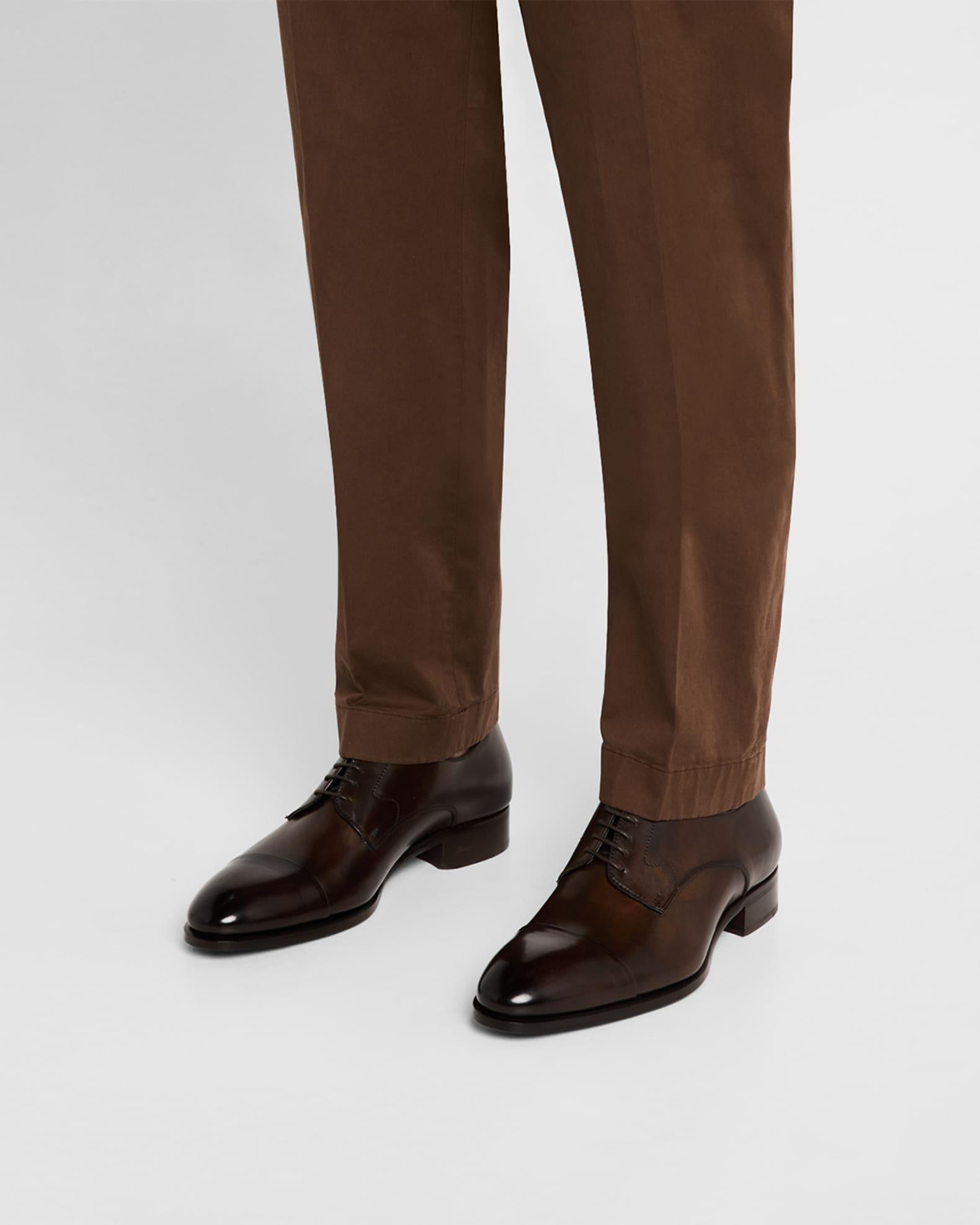 Men's Milano Leather Cap-Toe Derby Shoes Product Image