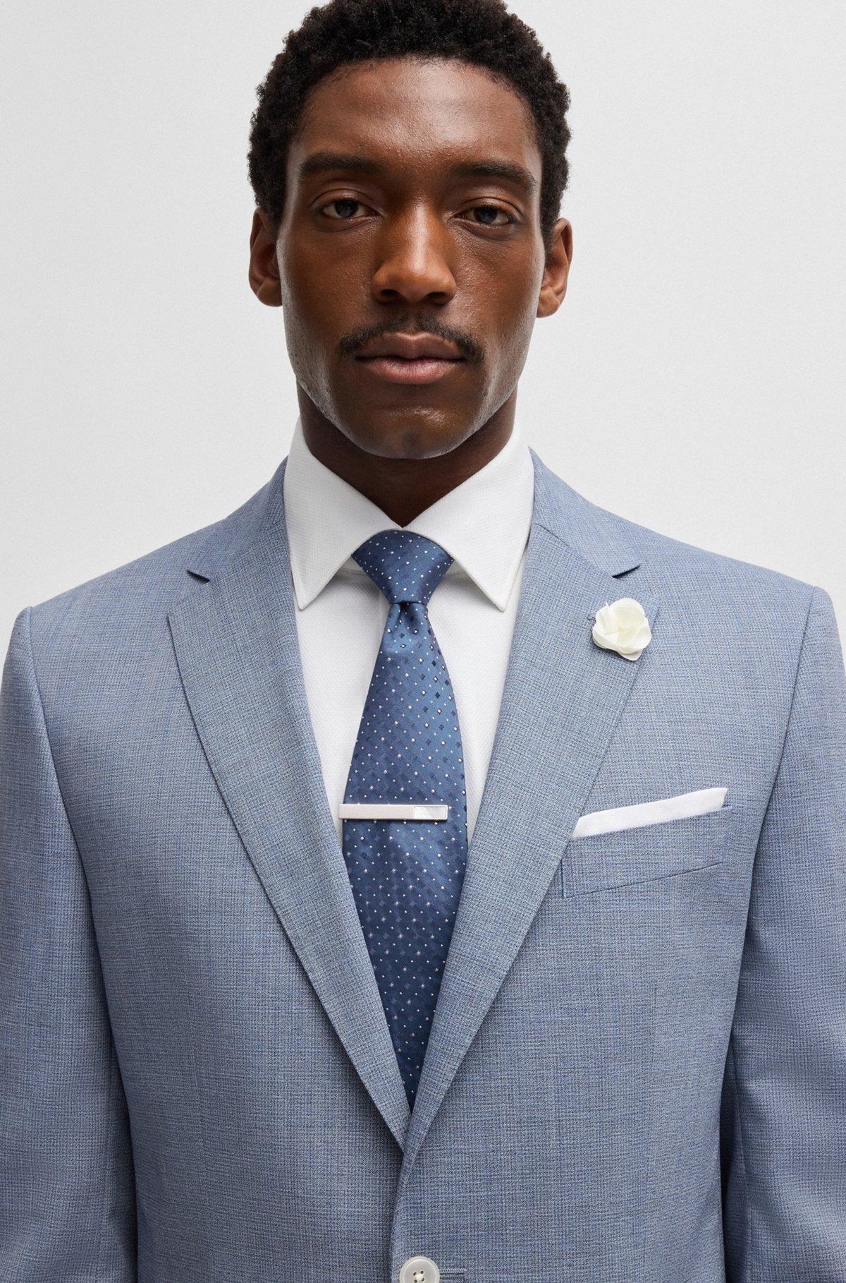 BOSS - Silk-blend tie with jacquard pattern - Light Blue Product Image