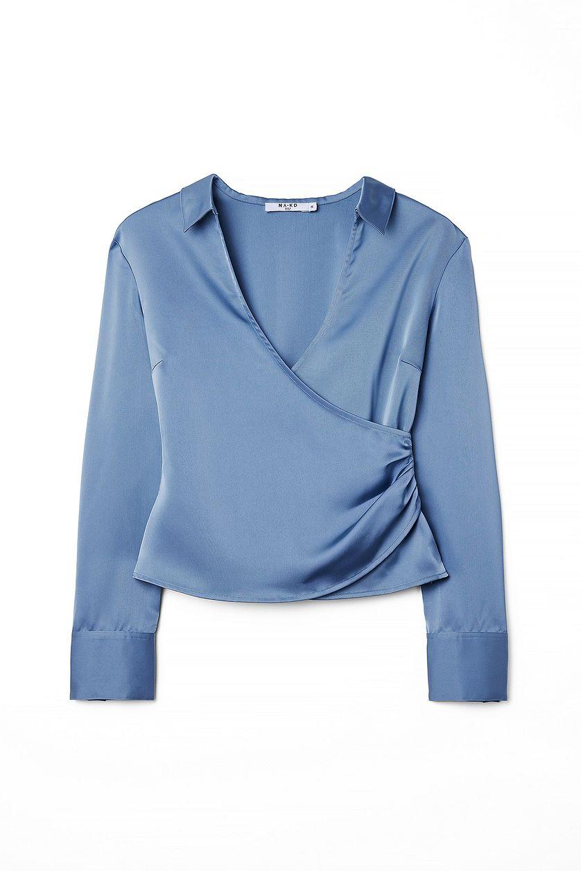 Wrap Detail Satin Shirt Product Image