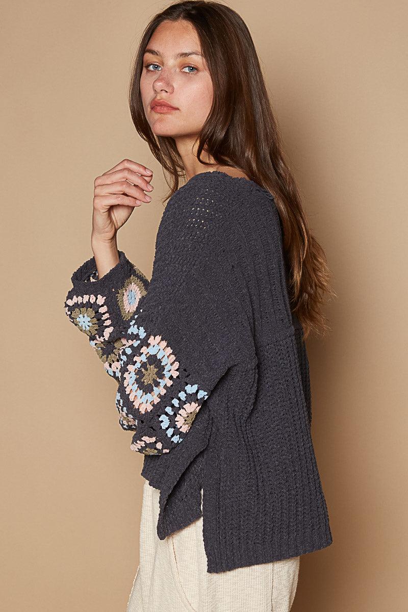 Crochet Sleeve Pullover Product Image