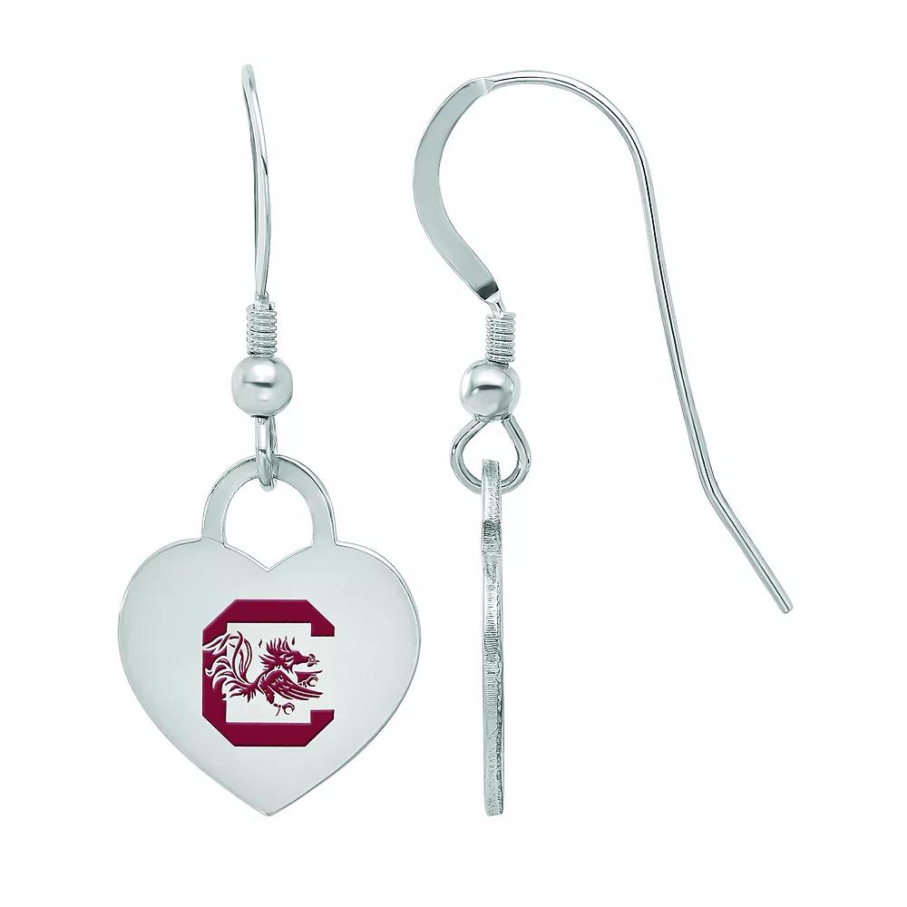 LogoArt Sterling Silver South Carolina Enamel Heart Drop Earrings, Women's Product Image