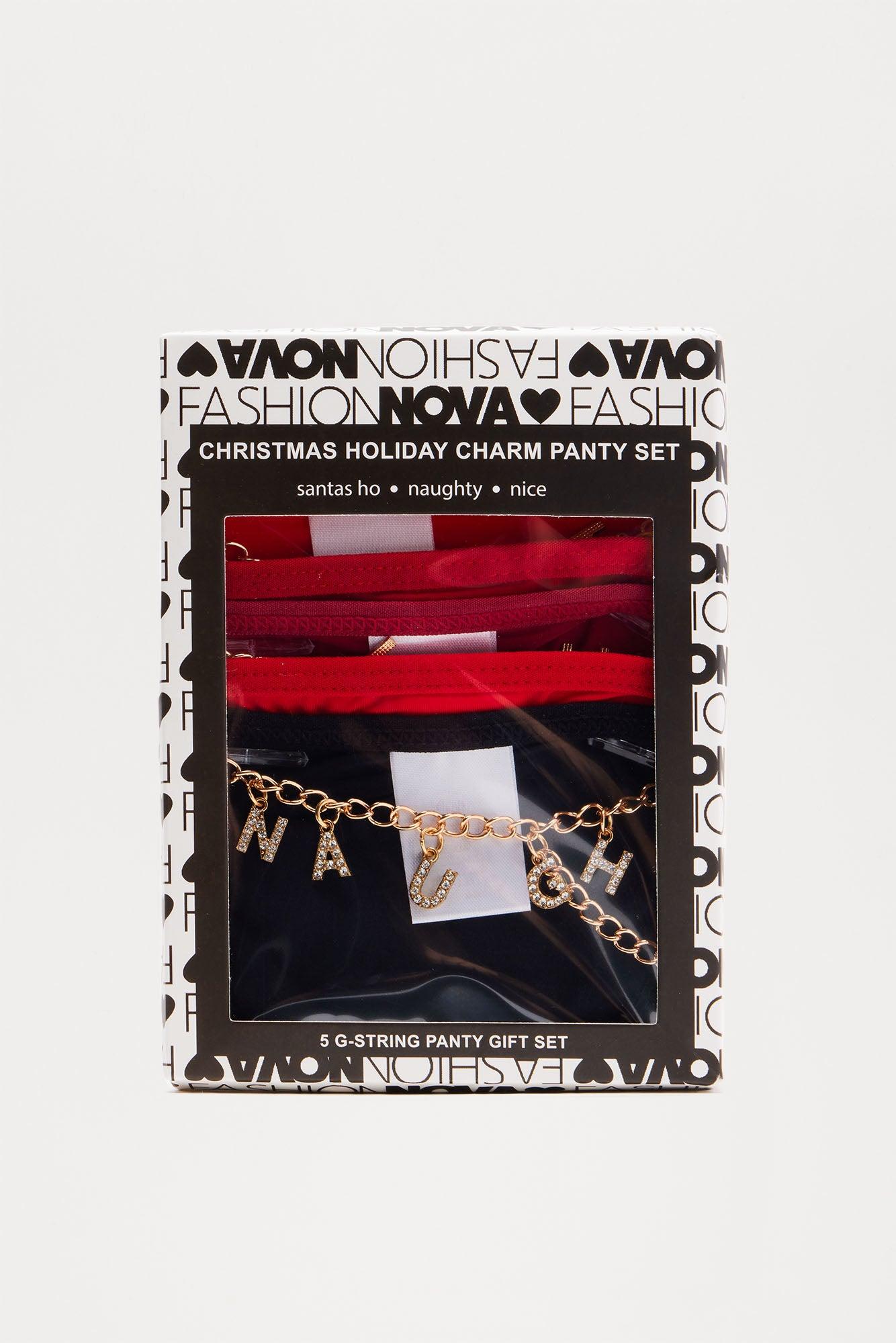 Naughty Holiday Christmas 5 Pack Charm Back Panty Gift Set - Red/combo Product Image
