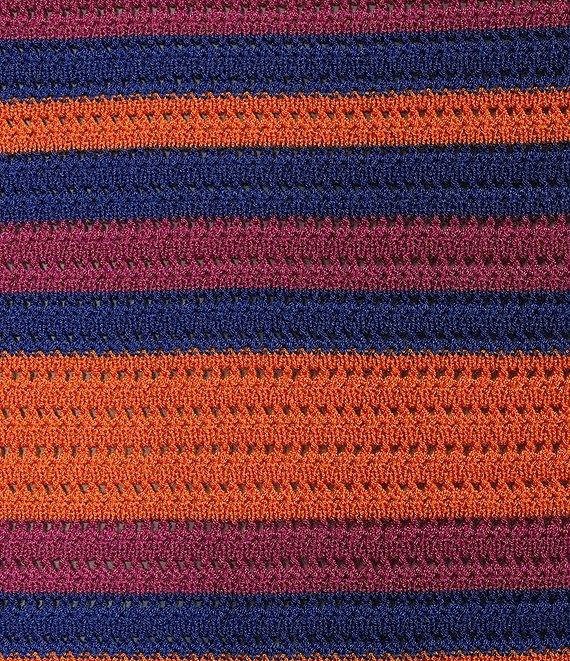 Investments Burnt Ochre Stripe Novelty Short Sleeve Crew Neck Sweater Top Product Image