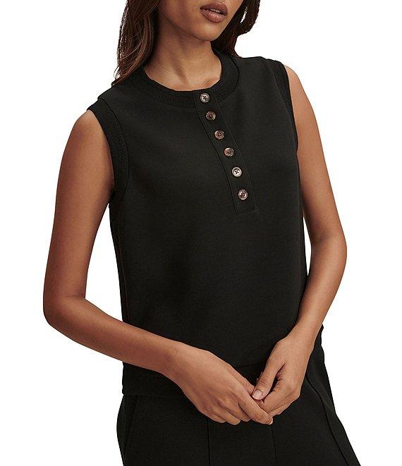 Varley Marla Crew Neck Sleeveless Button Down Placket Coordinating Tank Top Product Image