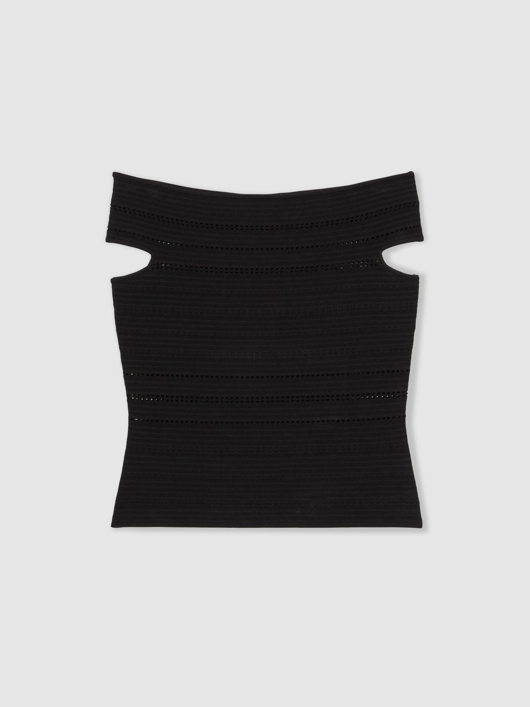 Bardot Open Knit Top in Black Product Image