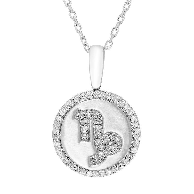 It's Personal Sterling Silver 1/6 Carat T.W. Diamond Zodiac Sign Necklace, Women's, Size: 16-18" ADJ, Cancer Product Image
