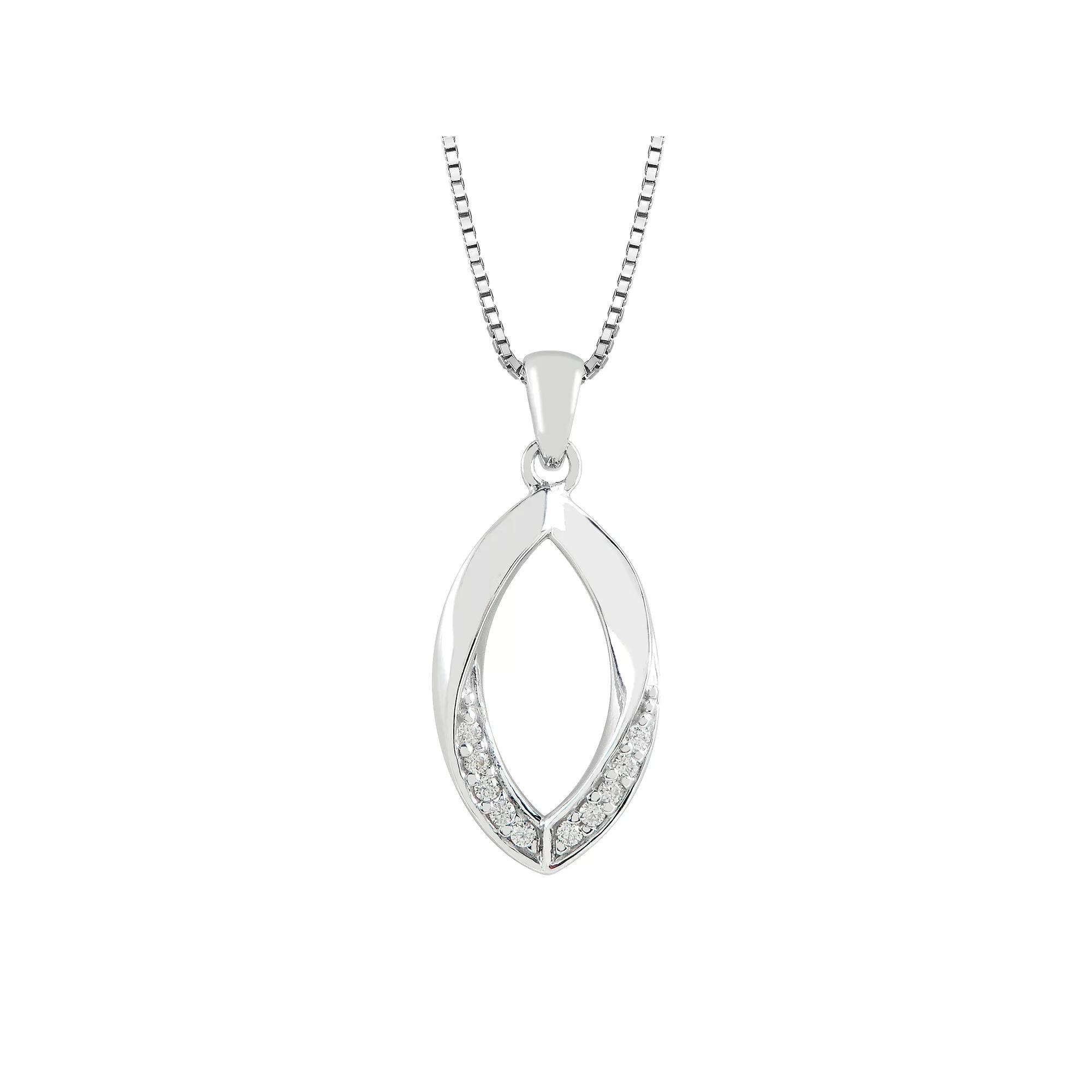 SIRI Sterling Silver Rhodium-Plated Oval Pendant with Cubic Zirconia Edge Detailing, Women's, Size: 18" Product Image