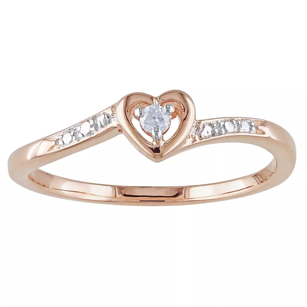Stella Grace 18k Rose Gold Over Silver Diamond Accent Heart Ring, Women's, Size: 9, Pink Tone Product Image