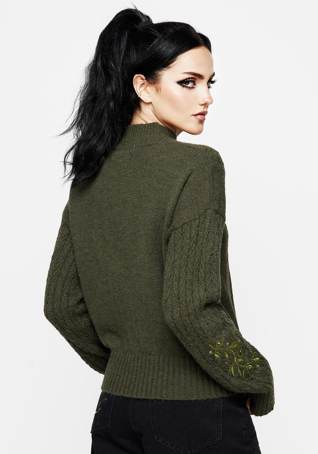 Swamplife Embroidered Cable Knit Relaxed Sweater Product Image